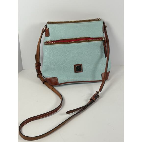Dooney & Bourke Pebble Leather Crossbody Pale Blue - Picture 2 of 10